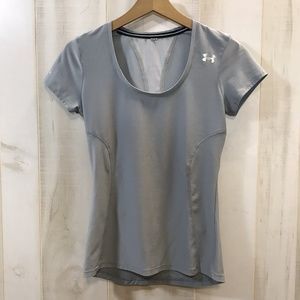 Under Armour Lt Gray Short Sleeve Cold Black Tee S